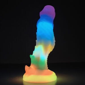 A colorful, glowing dildo, radiating fun and creativity with its bright lights.